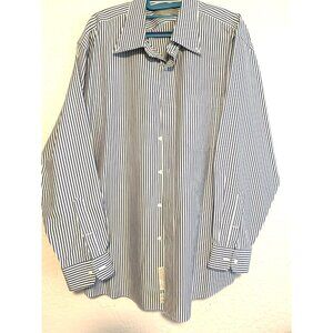 Nordstrom Dress Shirt Oxford Stripes, Rounded Adjustable cuffs Size 17/33